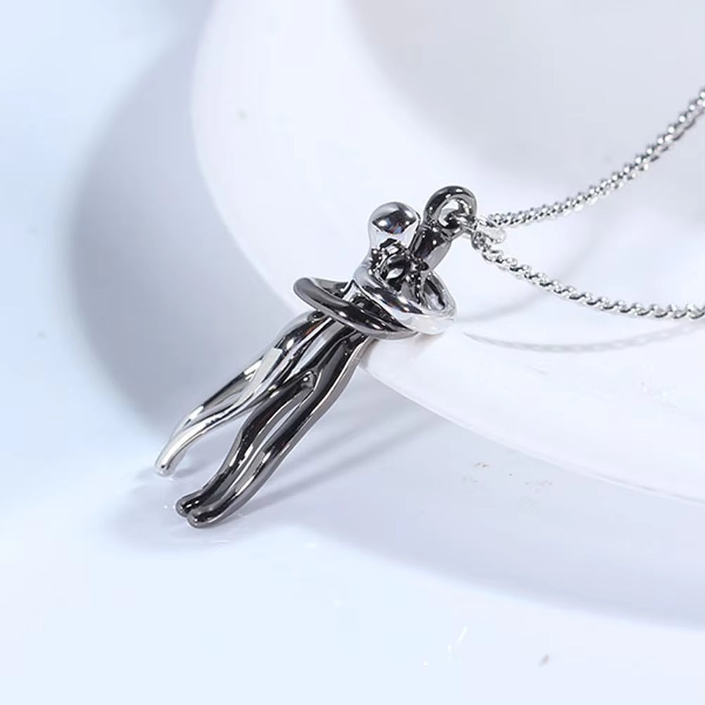 Hip Hop Enbrace Couple Pendant for Women Men Punk Lovers Hug Necklace Promise Jewelry Party Gifts New Fashion