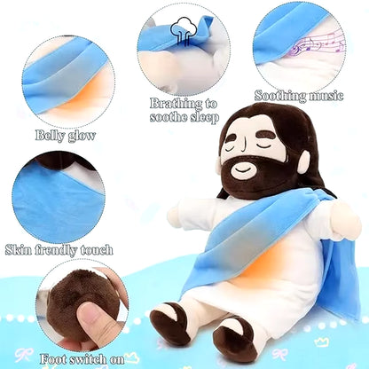 Soothing Breathing Jesus Plush Doll Ornaments Four-Gear Adjustment Children Music Sleep Companion Christmas Toy Decoration Gifts