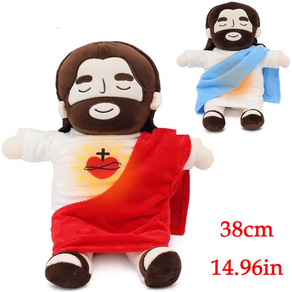 Soothing Breathing Jesus Plush Doll Ornaments Four-Gear Adjustment Children Music Sleep Companion Christmas Toy Decoration Gifts