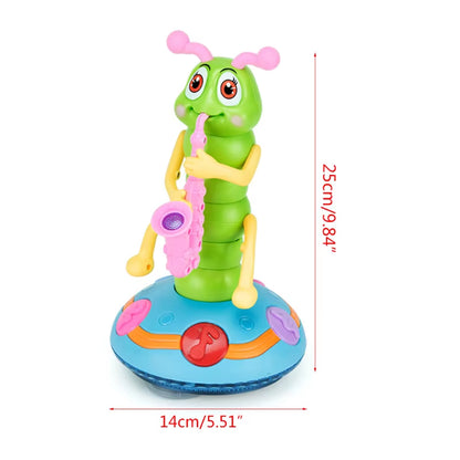 Musical Dancing Saxophone Caterpillar Toy LED Flashlights Fun Electric Music Toy for Kids Perfect Gift for Learning Playtime